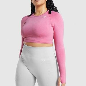 Gymshark Vital Seamless Crop Long Sleeve Top Pink Marl